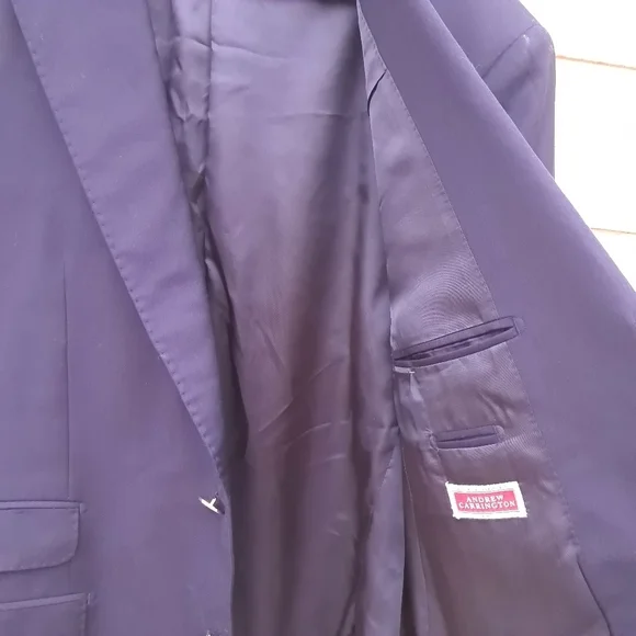 ANDREW CARRINGTON Dark Blue 2 Button Men's Jacket Sz 42R 100% Wool Made In Italy